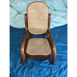 Vtg Kids' Mid Century Cane & Bentwood Child's Rocking Chair Rocker Thonet Style